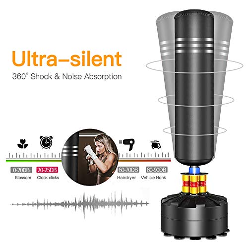 Punching Bag Heavy Boxing Bag with Suction Cup Stand- Freestanding Punching Bag for Adults Kickboxing Bags Kick Punch Bag for Home Gym Boxing Training Black, 69"