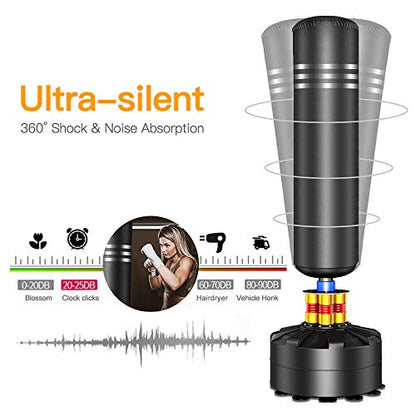 Punching Bag Heavy Boxing Bag with Suction Cup Stand- Freestanding Punching Bag for Adults Kickboxing Bags Kick Punch Bag for Home Gym Boxing Training Black, 69"