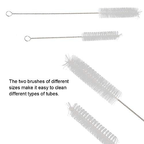 Stainless Steel Cleaning Brush Set with Hook for Fish Tank Aquarium Tube Bottle Cleaner, Pipe Brush Kit 2 Sizes 8in 11.5in