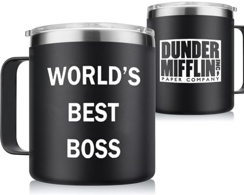 World's Best Boss Mug, Office Coffee Tumbler Mug With Lid 14 Oz, Office Decor, Boss's Day Christmas Birthday Gifts for Boss Lady Men Fans Coworkers or Friends