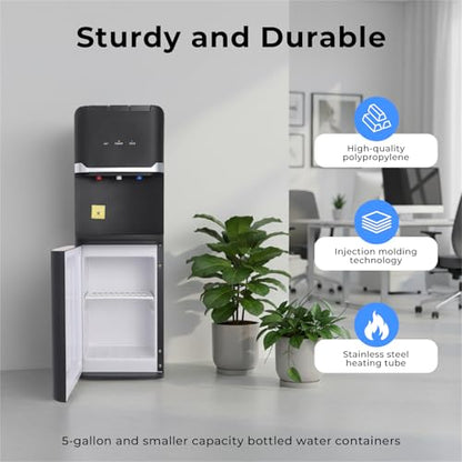 Top Loading Water Cooler Dispenser, Freestanding Cold & Hot & Warm Water Dispenser, Top Loading Water Dispenser for 5 Gallon Bottles, Perfect for Home Office School (Black)