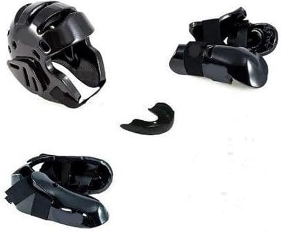 Professional Martial Arts Protective Gear, Black Sparring Head Guard Set, Adjustable Training Equipment for Combat Sports - Adult Medium