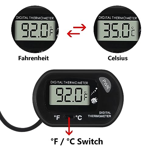 4Pcs Aquarium Thermometer Fish Tank Thermometer Reptile Fahrenheit Terrarium Water Temperature Indicator Test Digital with LCD Display Fahrenheit/Celsius - color: 4PCS
