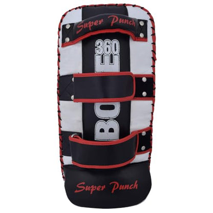 TWISTER FIGHT WEAR Lightweight Boxing Arm Pad Kick Shield | Genuine Leather Thai Pads | MMA Muay Thai Curved Pads | Martial Art Training Pads Boxing Striking Pads (Single) - color: Black/White