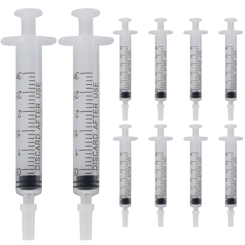 3ml Small Syringes Without Needle, 12 Pack Plastic Syringe with Cap for Pet Feeding, Scientific Labs, Glue, Oil & Precise Liquid Measurement - size: 3ml