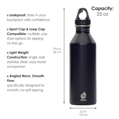 Mizu M8 25 oz Stainless Steel Water Bottle with Loop Cap (Deep Navy) - color: Deep Navy