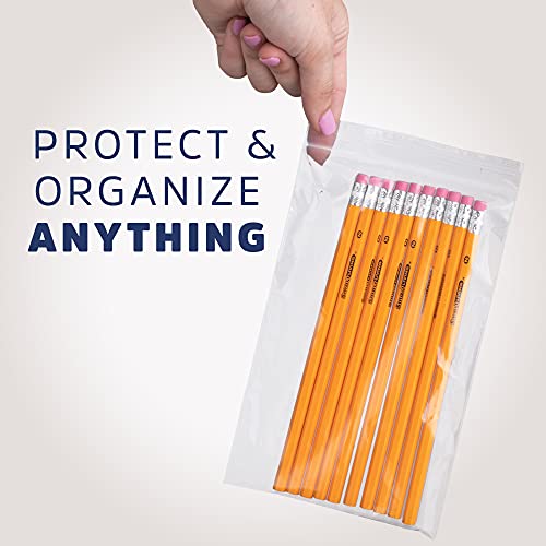5" x 7" Zip Bags - 200 Count, Small, Clear Plastic Reclosable Zipper Poly Baggies, 2 Mil, with Resealable Zip Top Lock for Packaging Food Storage, Snacks, Candy, Office Supplies & More.
