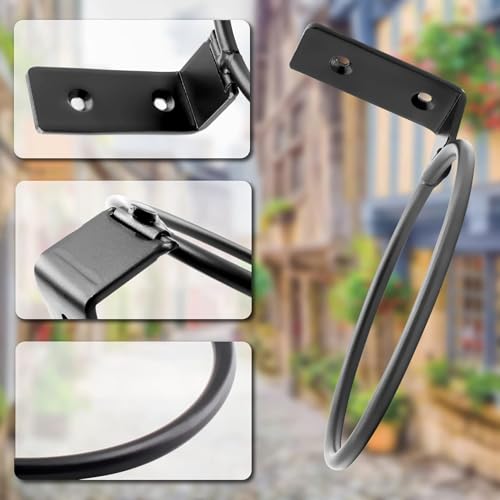 Jiozermi 6 Pack 8 inch Flower Pot Holder Ring, Flower Pot Holder Ring Wall Mounted Set Wall Mounted Metal Planter Hanger Matte Black Hanging Plant Holder - size: 8 Inch-6Pcs