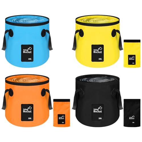 4 Pcs 5 Gallon Bucket FoldableFoldable Buckets with Handle for Camping Fishing Hiking to Hold Water Foldfoldable Bucket Foldable 5 galloning Container Carry Bag Portable Fold up Lightweight