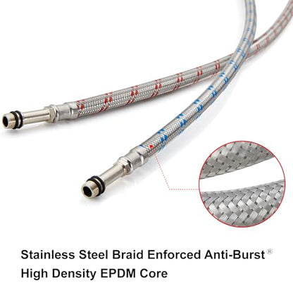 32-Inch Long Faucet Water Supply Lines, Braided Stainless Steel Supply Hose 3/8-Inch Female Compression Thread x M10 Male Connector, x 2 Pcs (1 Pair) - size: 32 Inch