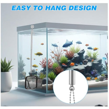 2 Pcs Fish Tank Net, Small Fish Net Aquarium, Fish Net for Fish Tank, Fine Mesh Small Aquarium Net with Extendable Long Handle for Shrimp & Bettas Aquarium Accessories (Square and Round)