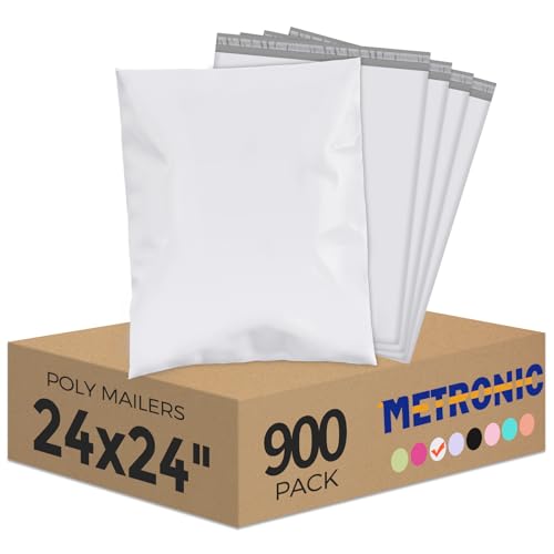 Metronic Poly Mailers 24x24 900 Pcs White, Large Shipping Bags for Clothing Packaging Bags Strong Self Seal Adhesive Shipping Envelopes for Small Business Tear-resistant Mailing Bags Mailing Envelopes - color: White, size: 24x24" 900PC