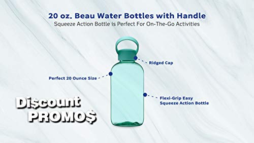 DISCOUNT PROMOS 10 Beau Water Bottles with Handle Set, 20 oz. - Flexi-Grip, Plastic, Drinkware - Mint - color: - Blank - Mint, size: 10 bottles