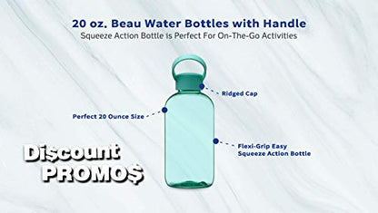 DISCOUNT PROMOS 10 Beau Water Bottles with Handle Set, 20 oz. - Flexi-Grip, Plastic, Drinkware - Mint - color: - Blank - Mint, size: 10 bottles