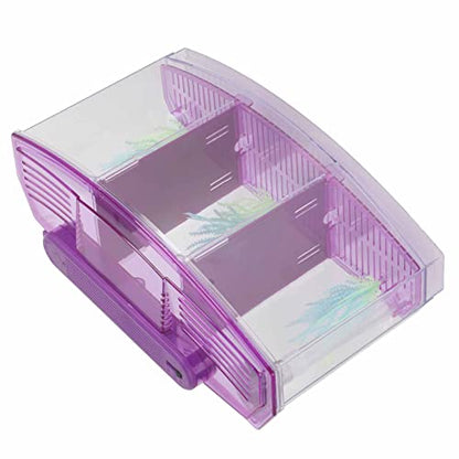 2 Betta Fish Tank With Divider, Aquarium Fish LED Acrylic Three Divisions Breeding Isolation Box for Small Fishes Aquarium Fish ()