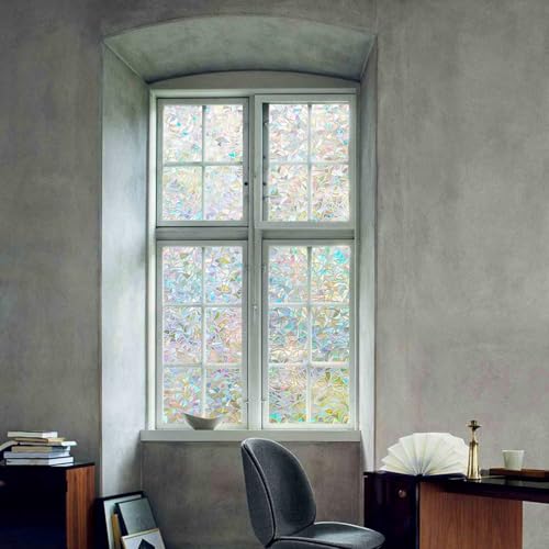 Window Film, Window Privacy Film, Stained Glass Window Decals, Rainbow Window Film Holographic, Window Covering Film Privacy, Window Prism Film, Half Moon Anti-UV (23.6 x 118.1 Inch) - color: Rainbow, size: 23.6 x 118.1 Inch