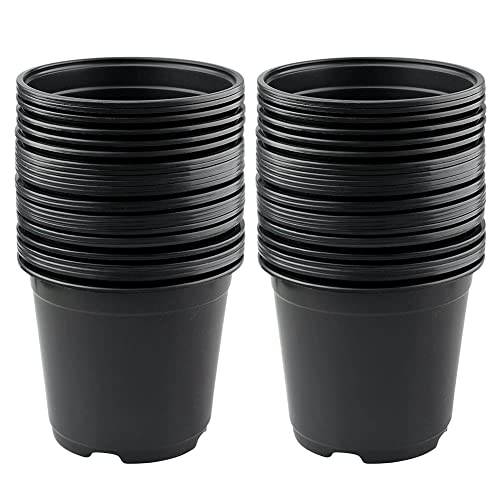 KINGLAKE 100 Pcs 6" Plastic Plants Nursery Pots Seedlings Flower Plant Container Seed Starting Pots Black - color: Black, size: 6 Inch