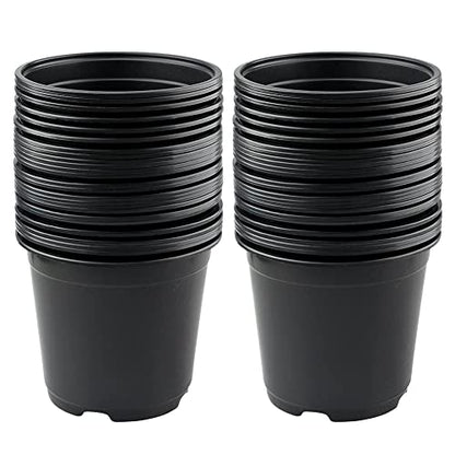KINGLAKE 100 Pcs 6" Plastic Plants Nursery Pots Seedlings Flower Plant Container Seed Starting Pots Black - color: Black, size: 6 Inch