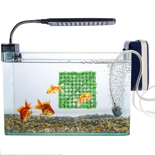 Luxshiny Realistic Artificial Grass Aquarium Rug with Thickened Base Simulation Plant Mat for Fish Tanks Reptile Terrariums and Pet Hiding with Suction Cups