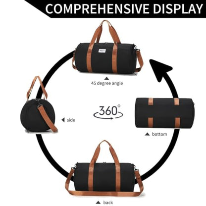 BESMART Gym Bags for Men with Side Pocket，38L Large Sports Gym Duffle Bag - color: Black/Brown