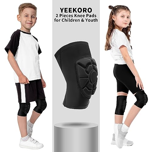 Kids/Youth Knee Pads Elbow Pads, Sports Compression Support Sleeve | Knee Elbow Protective Gear, Sports Knee Elbow Protector with Thickened Pads for Basketball Wrestling Football Volleyball - size: YS (leg circumference: 9.45-10.63‘’)