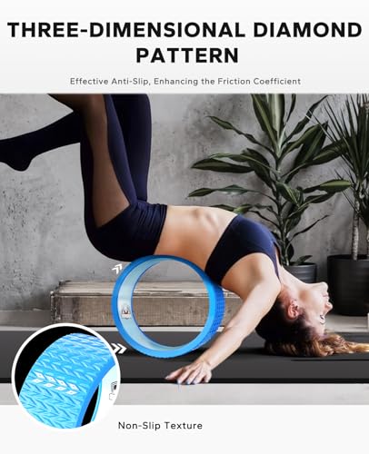 HAPBEAR Yoga Wheel Set with Exercise Ball, 12'' Back Roller Wheel for Back Pain Relief, Foam Roller for Back Stretching, Physical Therapy & Muscle Massage - color: Blue