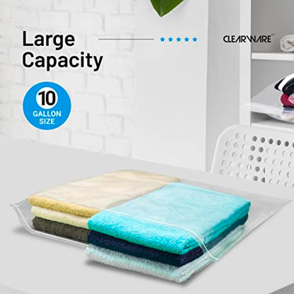 4 Count - Large Storage Bags With Zipper Top, 10 Gallon Size 24" x 24", Extra Large Plastic, For Clothes, Travel, Moving, BPA-Free, Heavy Duty 3-Mil Thick