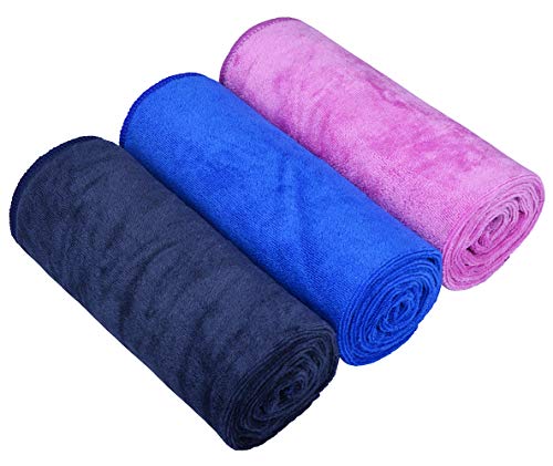 HOPESHIN Gyms Yoga Towels Soft Absorbent Fast Drying 3-Pack 16inchX32inch - color: Dark Blue