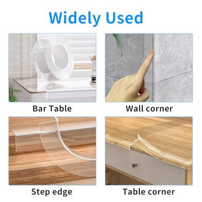 Clear Edge Protector Strip Sharp Edge Wrap Cover Tape,1.18 in x 13.12 FT,Self Adhesive Protective Bumper Guards for Cabinet Door Desk Glass Table Bed Furniture,Kitchen Countertop,Waterproof - size: 1.18in x 13.12FT