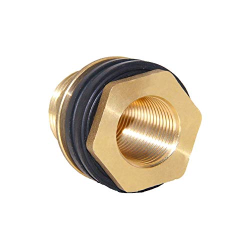 1/2" Female 3/4" Male Soild Brass Water Tank Connector Theaded Bulkhead Fitting With 2 Rubber Rings Stablizing