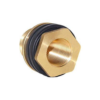 1/2" Female 3/4" Male Soild Brass Water Tank Connector Theaded Bulkhead Fitting With 2 Rubber Rings Stablizing