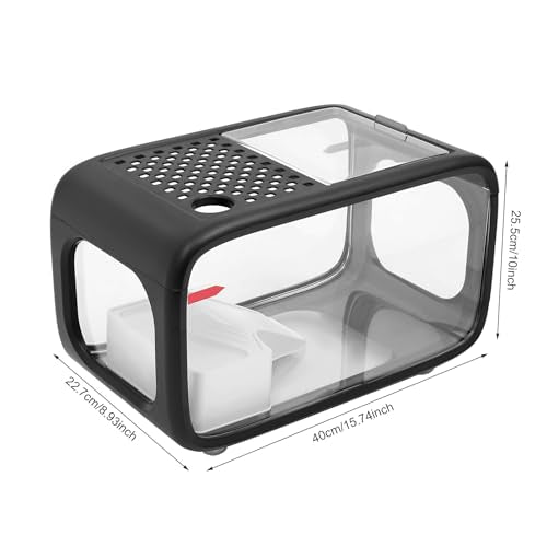 Desktop Fish Tank, 3.17 Gal Modern Aquarium Kit, Fish Bowl with Clear View Cover, Top Feeding Hole and Built-in Climbing Frame, for Small Aquatic Pets, Turtles, Shrimp Home Office Use