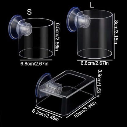 Aquarium Suction Cup Feeder with Suction Cup Fish Shrimp Feeder Rectangle/Round Floating Fish Food Tray Acrylic Aquarium Fish Feeder(L-Round) - color: round, style: L