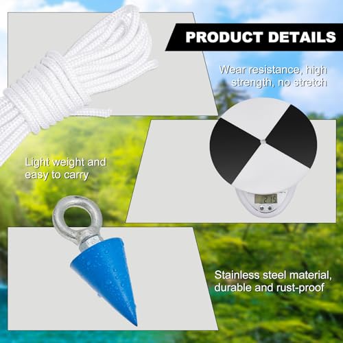 Copkim 7.87 Inch Plastic Secchi Disk Set Secchi Disc with Black and White Quadrants, Steel Cone, Holding Line and 100 ft Tape Measure for Clarity Measurements
