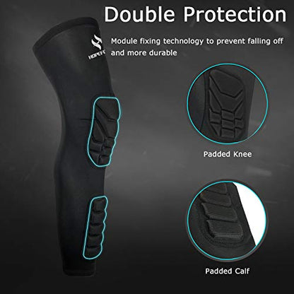 Knee Calf Padded 2 Pack Compression Leg Sleeve Shin Protective Support - size: Small