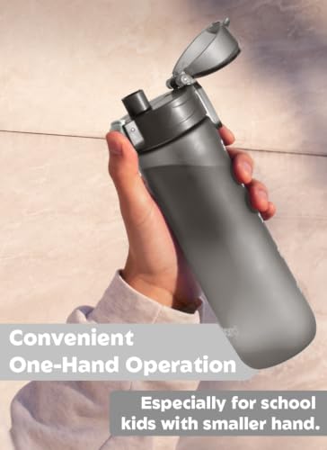 Opard Zip 20oz Plastic Water Bottle Dishwasher Safe, Leakproof Flip-Top Lid, BPA Free Tritan, Wide Mouth Reusable Kids Water Bottle for School Hiking Commuting Outdoor Travel and Gym(Charcoal Black) - color: Graphite, style: 20 oz - Fast Flow