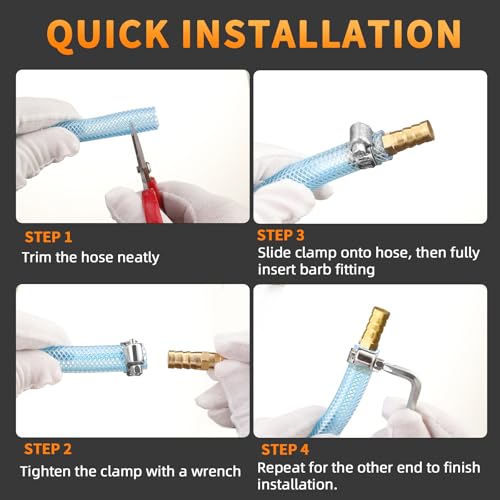 3/8" Hose Barb Fitting Kit, Brass Straight Connector for Fuel Line, Air, Water, Oil, Gas, Pressure Washer, Soaker & Hydraulic Hoses Repair - Includes Stainless Steel Clamps (3-way-T) - style: 3-way-T