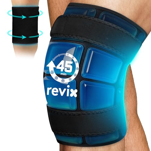 REVIX XXXL Knee Ice Pack Wrap for Meniscus & ACL, 45-Min Cold, 20"×10.7" | Wrap-around Plus-size Fit for Men & Women, Long-lasting Relief for Knee Replacement Surgery Recovery - style: 1 Pack