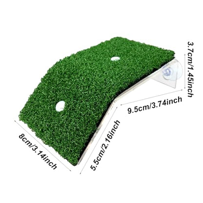 Turtle Basking Ramp - Amphibian Rest Dock, Aquarium Use Floating Reptile Climb Structure | Grass-Covered Habitat Shelf Accessory, Terrarium Step Feature for Small Water Creatures - color: Green