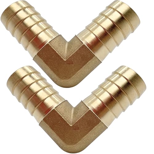 2pcs Brass Hose Barb Fitting 1/2" x 1/2" Barbed 90 Degree Elbow Connector L Right Angle by CX WONDERLAND - size: 1/2" Hose Barb
