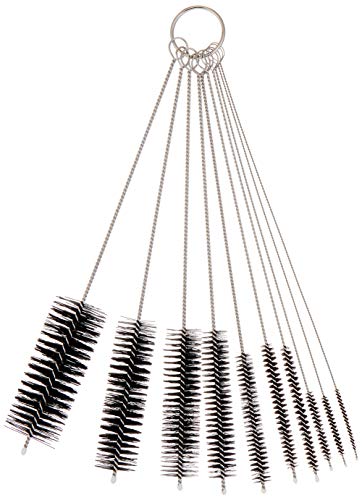 Pipe Cleaners Homewinner 8 inch Nylon Bottle Straw Cleaning Brush Set Stainless Steel Handle Flexible Tube Brushes Multiple Size, Set of 10