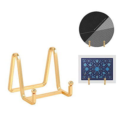Plate Holder Easel Display Stand - Metal Plate Stands for Display - Tabletop Picture Stand - Gold Iron Easels for Display Pictures | Photo Frames | Book | Decorative Plates | Plaque - size: 3 inch-2
