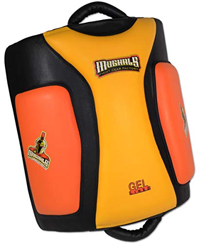 Muay Thai Low/Leg Kick Pads - Geltech Curved for Muay Thai, MMA, Kickboxing - style: Mughals Premium GelLined