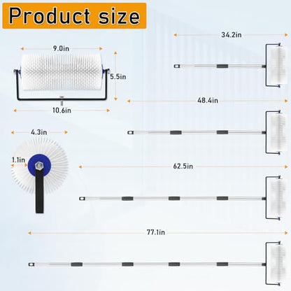 Spike Roller for Self Leveling Cement,9 Inch Screed Spiked Roller with 77'' Extension Pole – Self Leveling Concrete Tool Kit with Spike Shoes for Epoxy Flooring & Cement Levelin