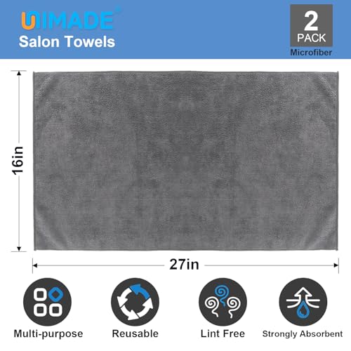 UNIMADE 2 Pack Gym Towels Set - Microfiber Salon Towels - color: Grey, size: 2 Pack