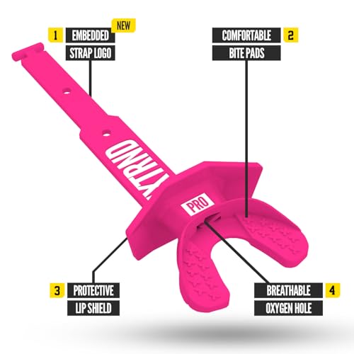 Nxtrnd Two Pro Football Mouth Guard, Permanent Strap, Fits Adult & Youth (Pink) - color: Pink Pro