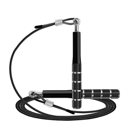 Jump Rope, Wastou Speed Jumping Rope for Training Fitness Exercise, Adjustable Adults Workout Skipping Rope for Men, Women, Kids, Girls - color: Black
