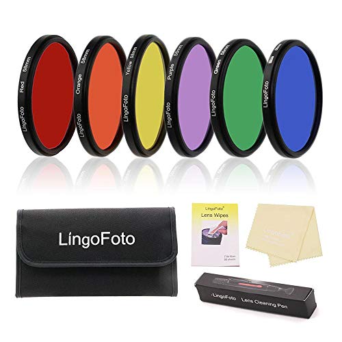 6pcs Round Full Color Lens Filter Set Red Orange Yellow Green Blue Purple+ 6 Pockets Filter Pouch+3 Lens Cleaning Tool (72mm) - size: 72mm