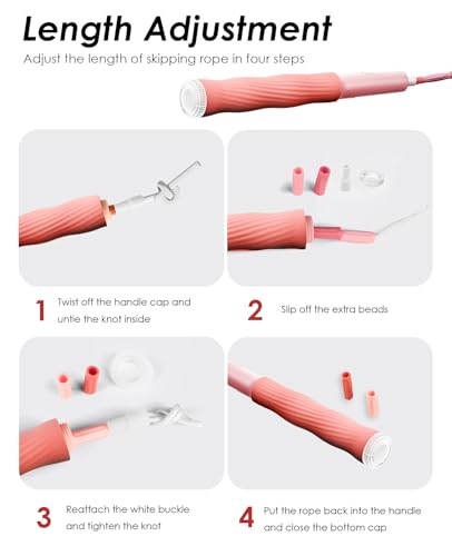 2 Pack Beaded Jump Rope for Kids, Upgraded Segmented Jumping Rope for Workout, Adjustable Skipping Rope Speed Rope for Men & Women, Tangle-Free Kids Jump Rope with Soft Non-slip Handles