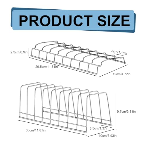 Pot Lid Organizer, 8-Tier Rack Holder, Stainless Steel with Nickel Finish, for Bakeware Dish Plate, Cutting Boards, Pots & Pans, Serving Trays, Reusable Containers in Cabinet Pantry (Long style) - color: Long style